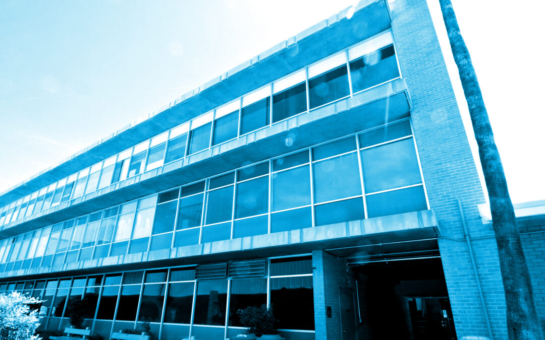 Tempe campus building with blue overlay