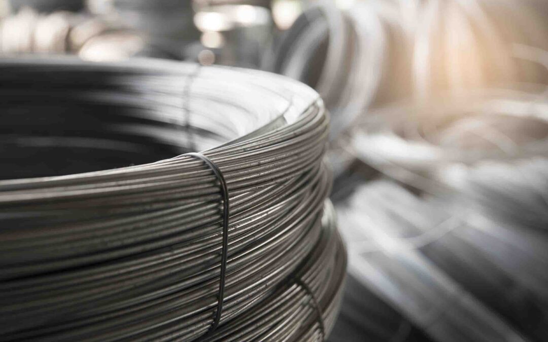 Close up view of a large amount of steel wire, coiled up (stock image)