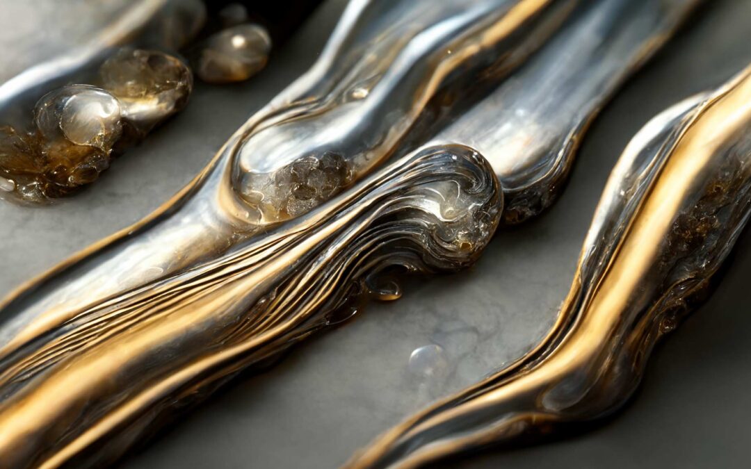 Image of steel-colored metals flowing towards one point.