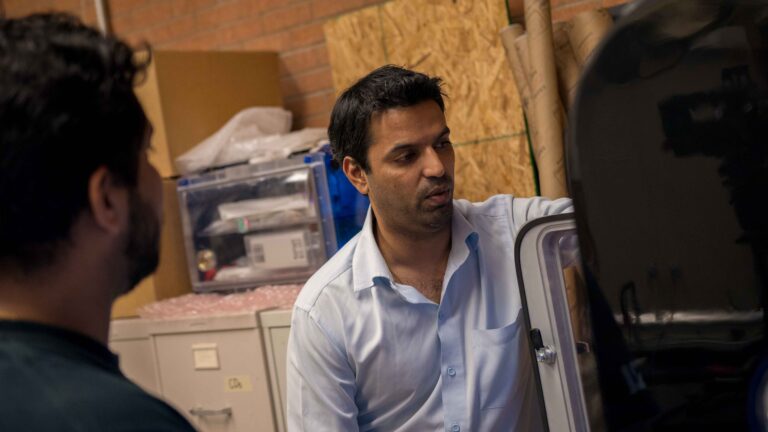 Kiran Solanki, a professor of mechanical and aerospace engineering in the School for Engineering of Matter, Transport and Energy, part of Ira A. Fulton Schools of Engineering at Arizona State University in his lab. He has been selected as a recipient of the 2025 Brimacombe Medalist Award. Photo courtesy of the Fulton Schools